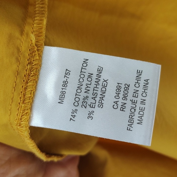 Dalia Mustard Yellow Gold Button Back Blouse Size Small Tie Button Wide Sleeves - Picture 6 of 8